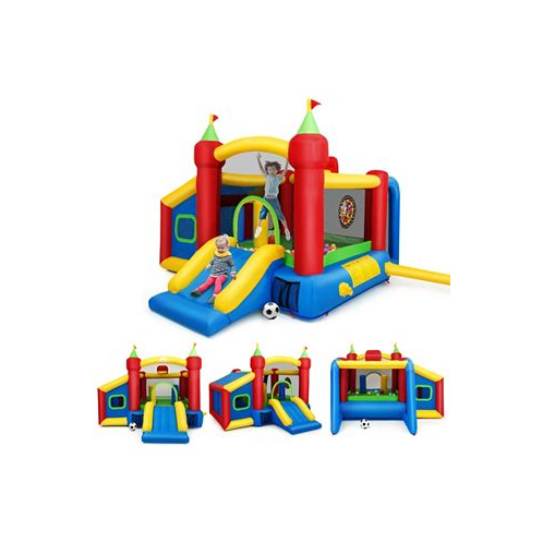 Costway Inflatable Bounce House 7-in-1 Jump and Slide Bouncer w/ Basketball Rim Football & Ocean Ball Playing Area Dart Target(Without Blower)