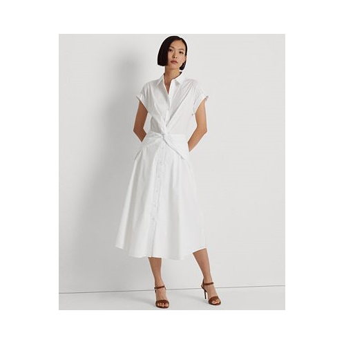 POLO Ralph Lauren Womens Twist-Front Cotton-Blend Shirtdress