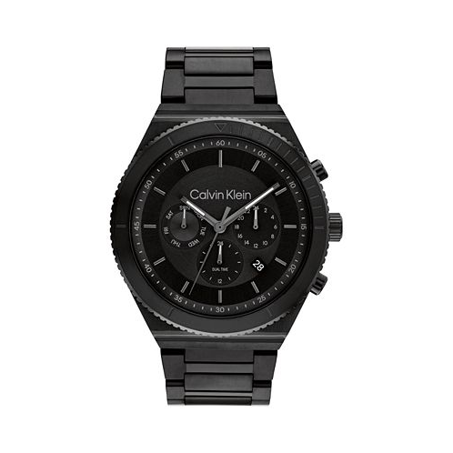 Calvin Klein Mens Black-Tone Stainless Steel Bracelet Watch 44.5mm