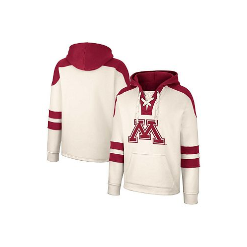 Colosseum Mens Cream Minnesota Golden Gophers Lace-Up 4.0 Vintage-Like Pullover Hoodie