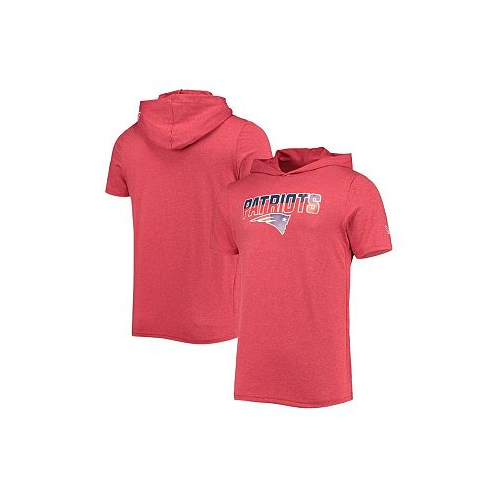 New Era Mens Heathered Red New England Patriots Team Brushed Hoodie T-shirt