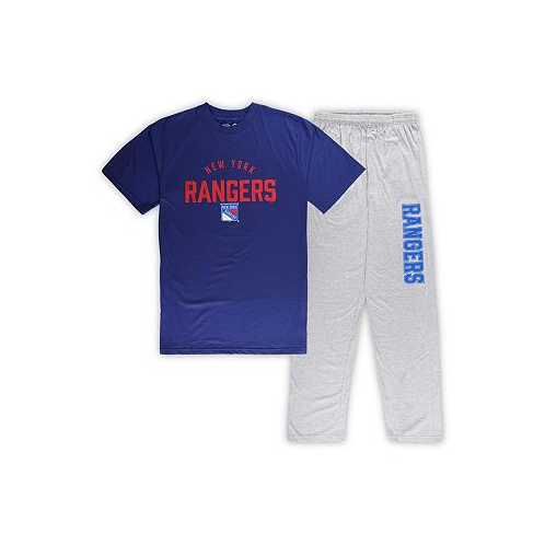 Profile Mens New York Rangers Blue Heather Gray Big and Tall T-shirt and Pants Lounge Set
