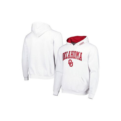 Colosseum Mens White Oklahoma Sooners Arch and Team Logo 3.0 Pullover Hoodie