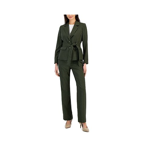 Le Suit Womens Striped Belted Pantsuit Regular & Petite Sizes
