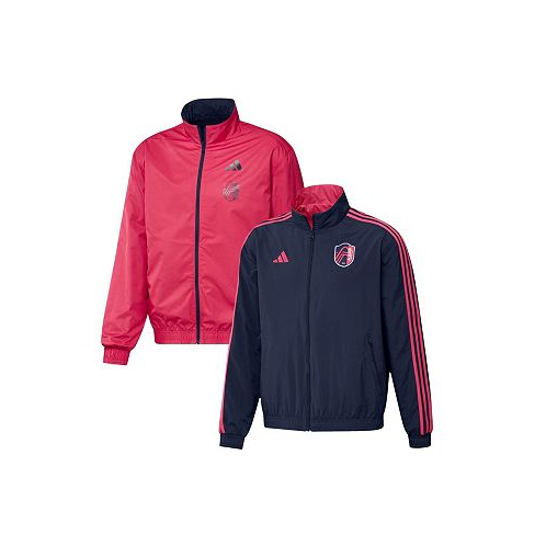 Adidas Mens Navy Red St. Louis City SC 2023 On-Field Anthem Full-Zip Reversible Team Jacket