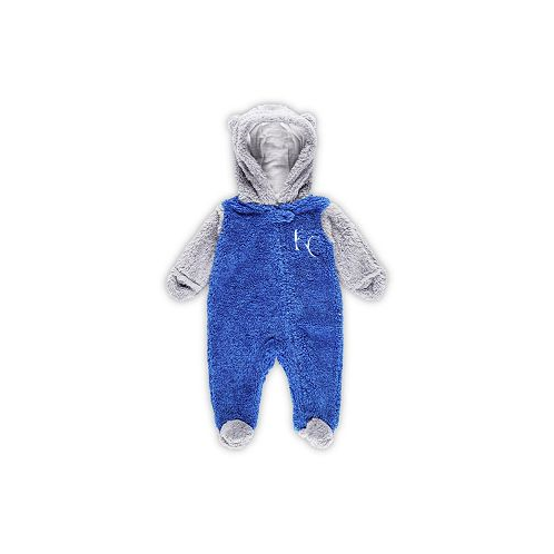 Outerstuff Newborn and Infant Boys and Girls Royal and Gray Kansas City Royals Game Nap Teddy Fleece Bunting Full-Zip Sleeper