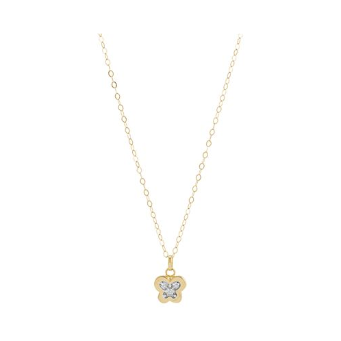 Macys Childrens Diamond Accent Butterfly Pendant Necklace in 14k Gold 14 + 2 extender