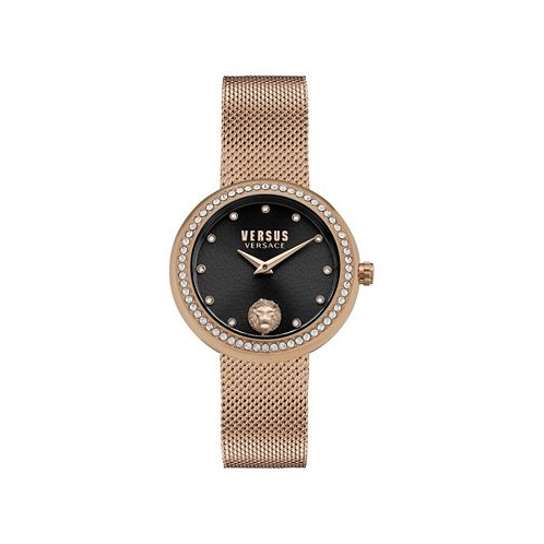Versus Versace Womens Lea Crystal 2 Hand Quartz Rose Gold-Tone Stainless Steel Watch 35mm