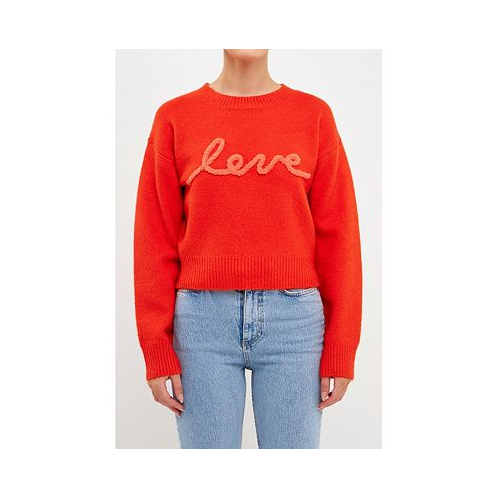 Endless rose Womens Love Chenille Embroidered h Sweater