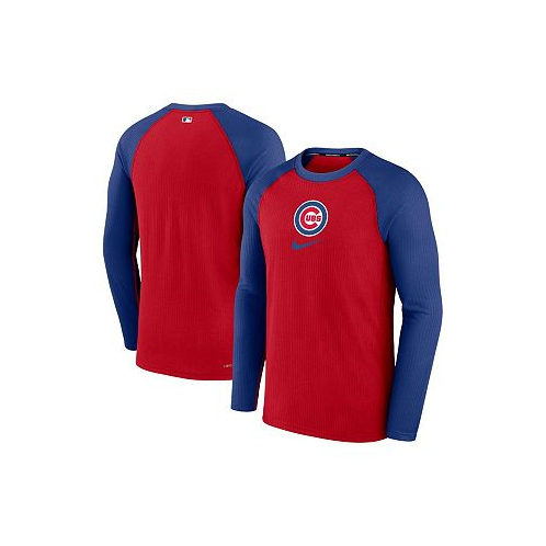 Nike Mens Red Chicago Cubs Authentic Collection Game Raglan Performance Long Sleeve T-shirt