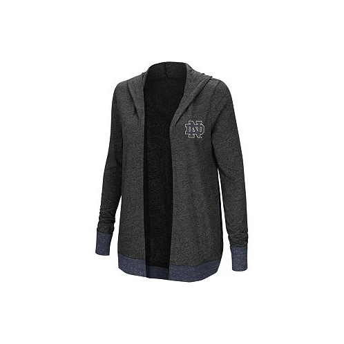 Colosseum Womens Charcoal Notre Dame Fighting Irish Plus Size Steeplechase Open Hooded Tri-Blend Cardigan