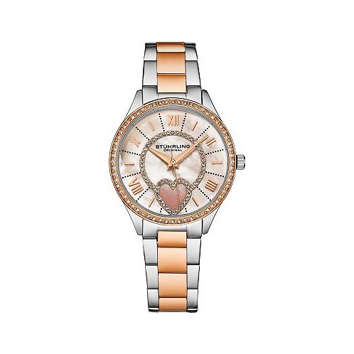Stuhrling Womens Symphony Two-Tone Stainless Steel Mother of Pearl Dial 45mm Round Watch