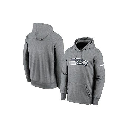Nike Mens Heathered Charcoal Seattle Seahawks Primary Logo Therma Pullover Hoodie