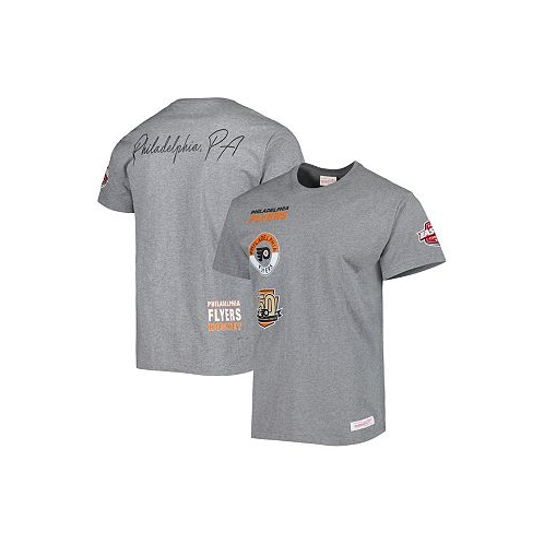 Mitchell & Ness Mens Heather Gray Philadelphia Flyers City Collection T-shirt
