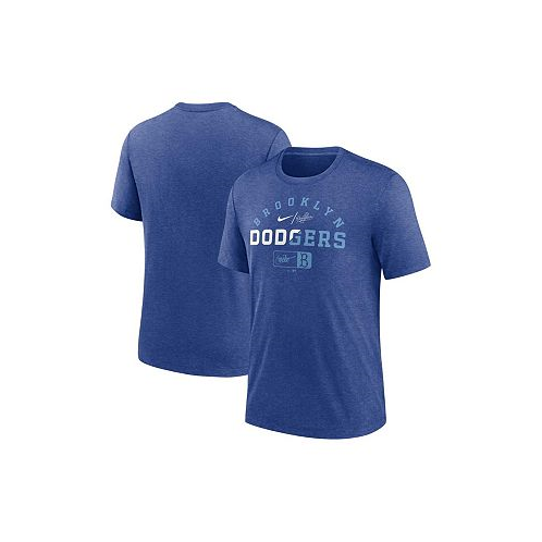 Nike Mens Heather Royal Brooklyn Dodgers Rewind Review Slash Tri-Blend T-shirt