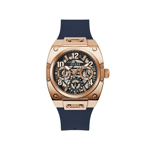 GUESS Mens Multifunction Navy Silicone Watch 43mm