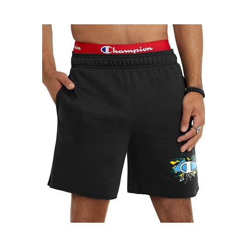 Champion Mens Powerblend Standard-Fit Logo-Print 7 Fleece Shorts