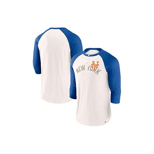 Fanatics Mens White Royal New York Mets Backdoor Slider Raglan 3/4 Sleeve T-shirt