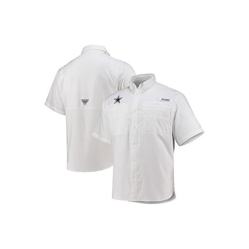 Columbia Mens PFG White Dallas Cowboys Tamiami Omni-Shade Button-Down Shirt