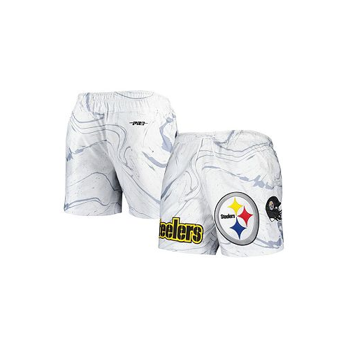 Pro Standard Mens White Pittsburgh Steelers Allover Marble Print Shorts
