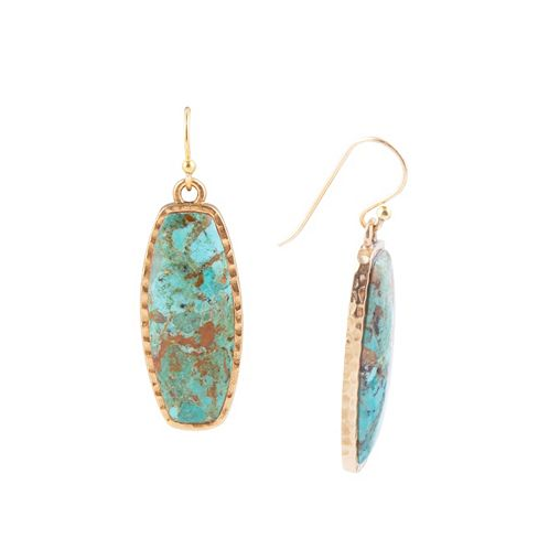 Barse Odyssey Genuine Turquoise Long Rectangle Statement Earrings