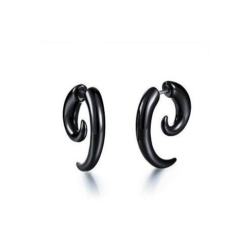 Metallo Stainless Steel Horn Design Earrings - Black Plated