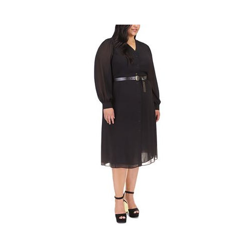 Michael Kors Plus Size Belted Button-Up Kate Dress