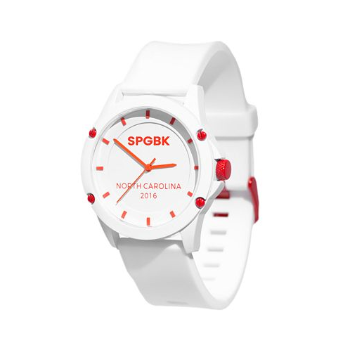 SPGBK Watches Unisex Hoke County Three Hand Quartz White Silicone Watch 44mm
