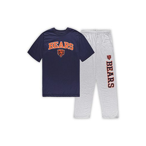 Concepts Sport Mens Navy Heather Gray Chicago Bears Big and Tall T-shirt and Pants Sleep Set