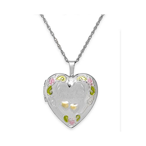 Macys Grandma Painted Heart Locket in Sterling Silver