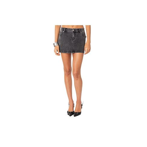 Edikted Womens Waverly Denim Mini Skirt