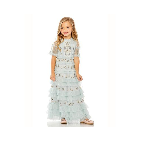 Mac Duggal Little Girls Flutter Sleeve Lace Dress