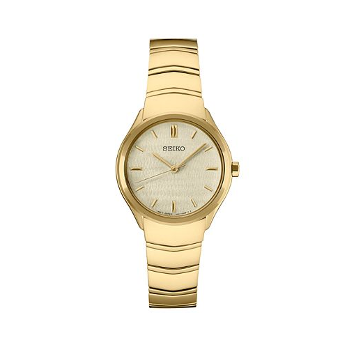 Seiko Womens Essentials Gold-Tone Stainless Steel Bracelet Watch 30mm