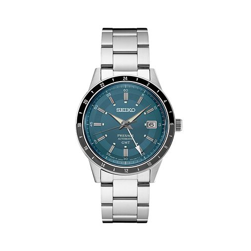 Seiko Mens Automatic Presage GMT Stainless Steel Bracelet Watch 41mm