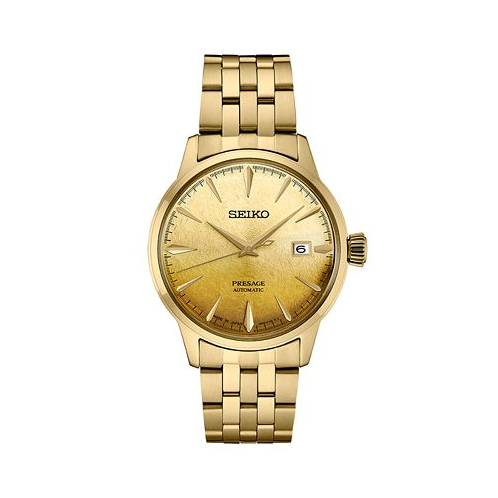 Seiko Mens Automatic Presage Cocktail Time Gold-Tone Stainless Steel Bracelet Watch 41mm