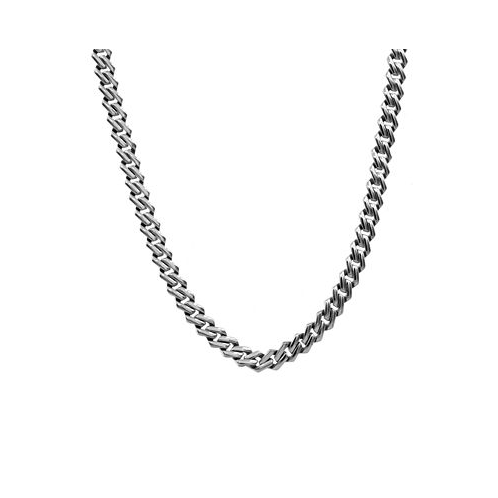 Blackjack Mens Cubic Zirconia-Accented Curb Link 24 Chain Necklace in Stainless Steel