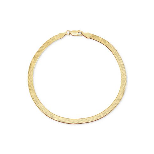 Macys Mens Polished & Beveled Herringbone Link Chain Bracelet in 18k Gold-Plated Sterling Silver &?Sterling Silver