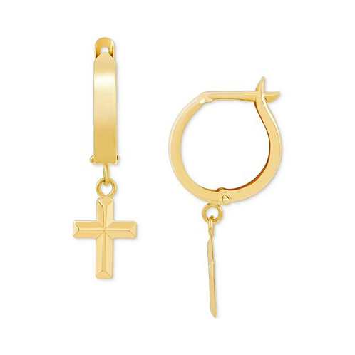 Macys Cross Dangle Hoop Earrings in 10k Gold