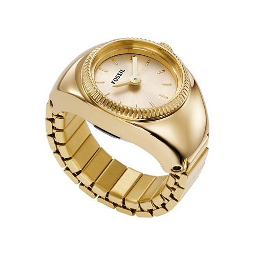 Fossil Womens Ring Watch Two-Hand Gold-Tone Stainless Steel Bracelet Watch 15mm