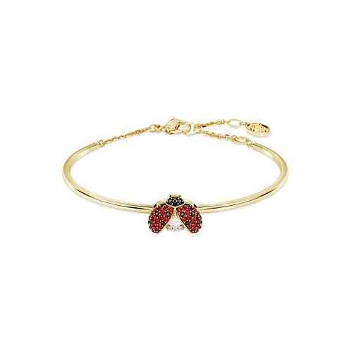 Swarovski Gold-Tone Multicolor Pave Ladybug Bangle Bracelet