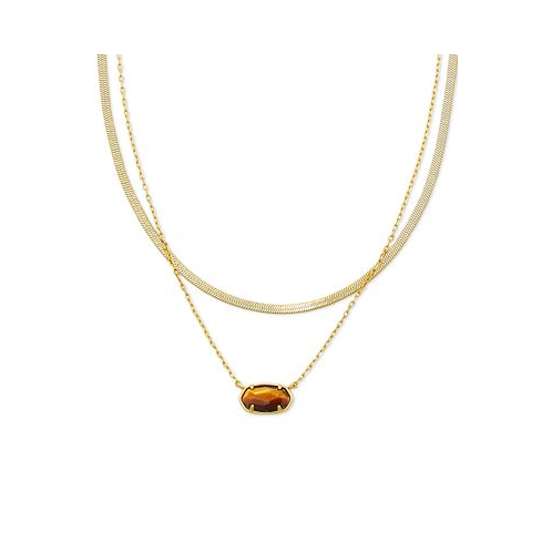 Kendra Scott 14k Gold-Plated Drusy Stone & Herringbone Chain Layered Pendant Necklace 16 + 3 extender
