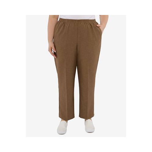 Alfred Dunner Plus Size Signature Fit Textured Trouser Short Length Pants