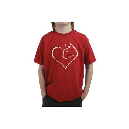 LA Pop Art Cat Heart - Boys Child Word Art T-Shirt
