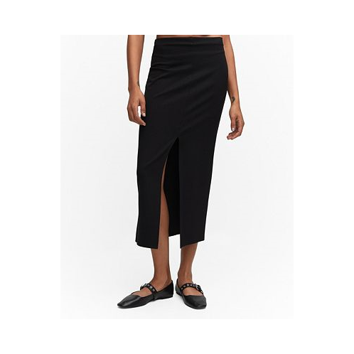 MANGO Womens Front Slit Midi Skirt