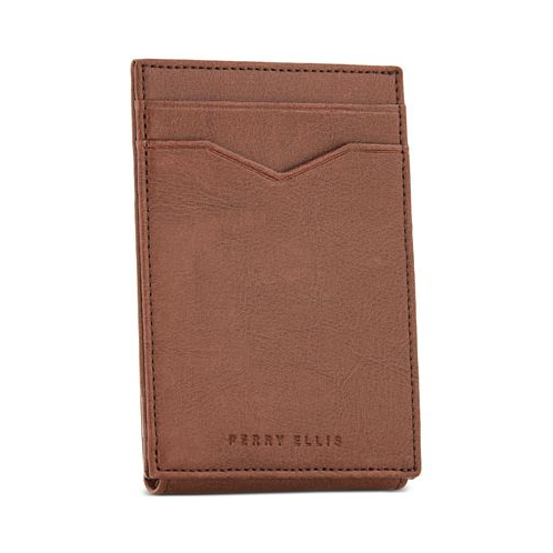 Perry Ellis Portfolio Mens Magnetic Leather Card Case