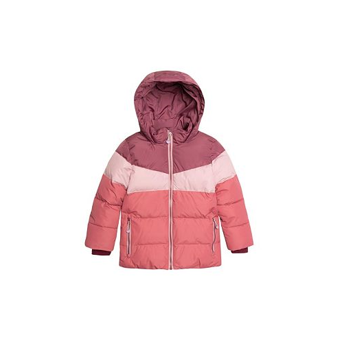 Deux par Deux Girl Puffy Jacket Pink And Plum Color Block - Toddler|Child