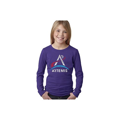 LA Pop Art NASA Artemis Logo - Girls Child Word Art Long Sleeve T-Shirt