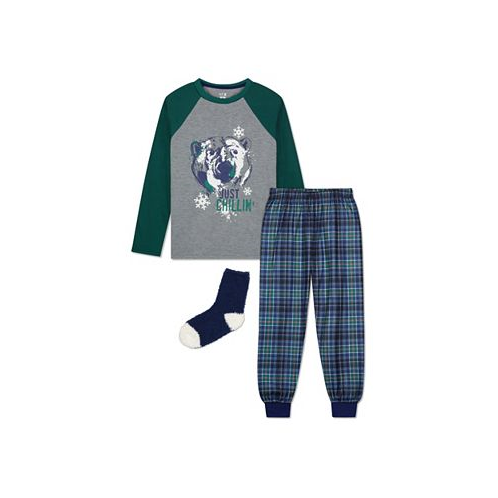Max & Olivia Little Boys 2 Pack Pajama Set with Socks 3 Pieces