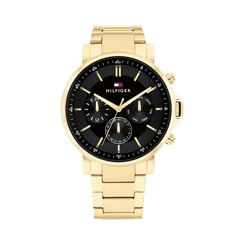 Tommy Hilfiger Mens Multifunction Gold-Tone Stainless Steel Watch 43mm