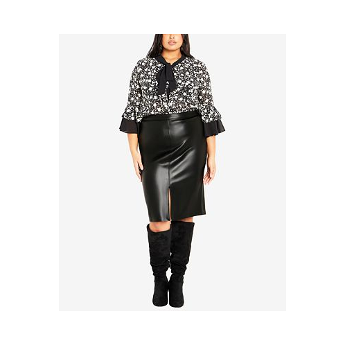 AVENUE Plus Size Valerie Faux Leather Pencil Skirt
